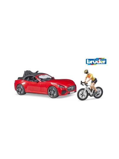 BRUDER Roadster-urheiluauto, maastopyörä ja pyöräilijä, 1:16