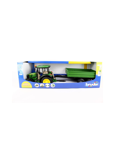 BRUDER John Deere 5115M -traktori kippiperävaunulla, 1:16