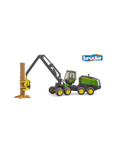 BRUDER John Deere 1270G -hakkuukone ja tukki, 1:16