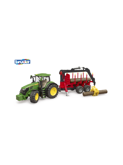 BRUDER John Deere 7R 350 kuormatraktori kuormaajalla ja neljällä tukilla