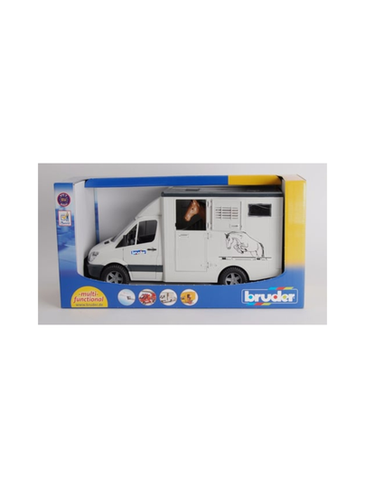 BRUDER Mercedes-Benz Sprinter hevostrailerilla ja hevonen, 1:16